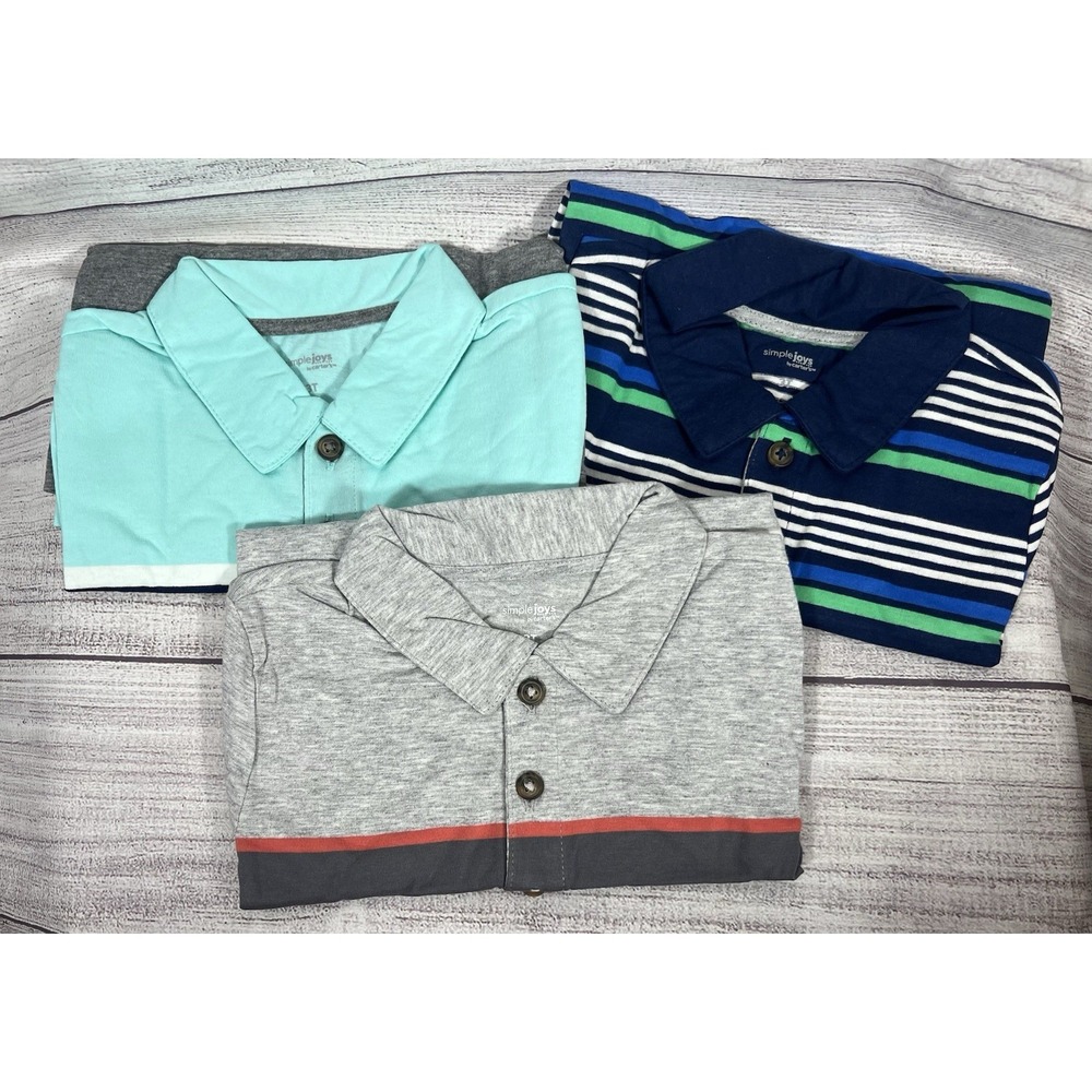 NWT Simple Joys By Carter's Boys 3-Pack Short Sleeve Polo‎ Shirts Size 3T